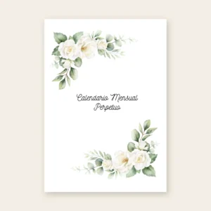 Calendario con flores blancas