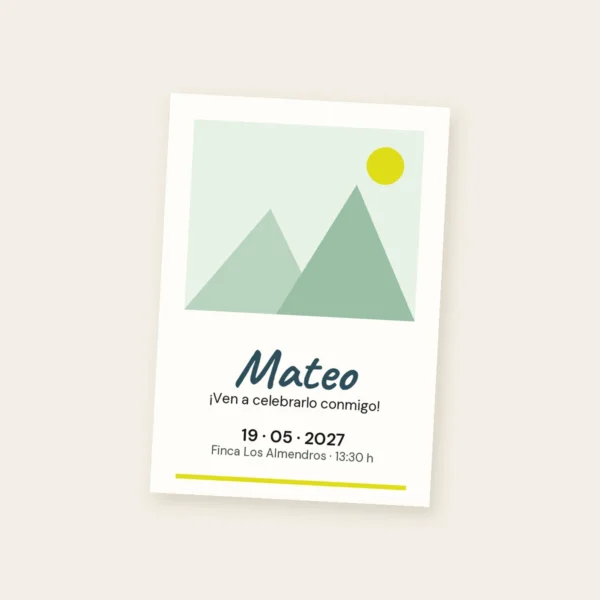 Invitación con foto, modelo dibujado en el taller