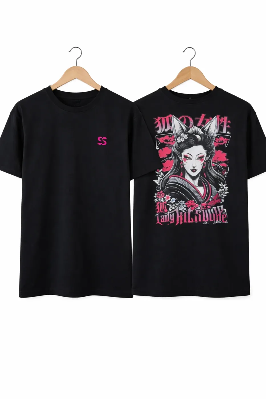 Camiseta con ilustración en la espalda y logo en el pecho