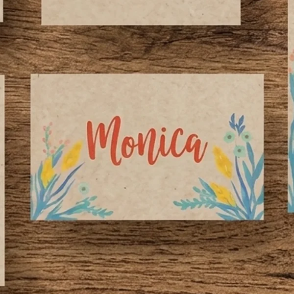 Marcasitio con flores sobre papel kraft (imagen orientativa)
