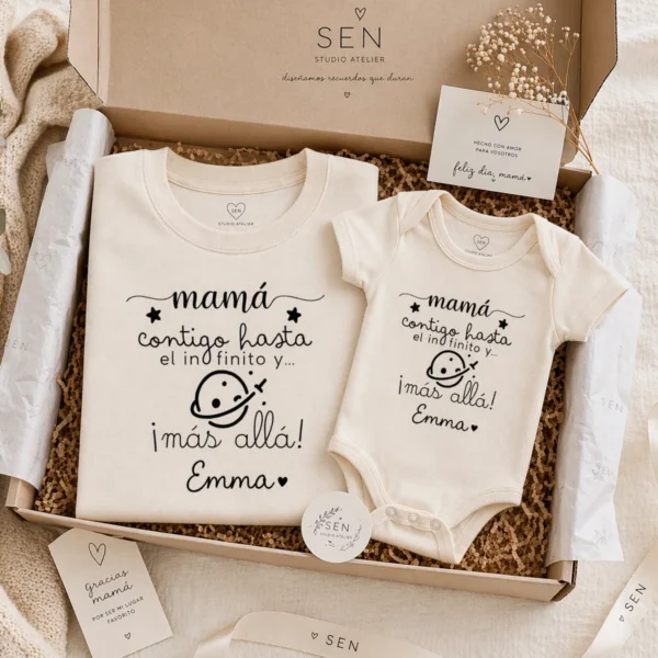 Pack camiseta y body para mamá y bebé (imagen orientativa)