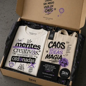 Caja regalo con camiseta y tote Sēn (imagen orientativa)